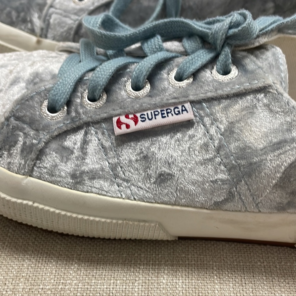 Superga Crushed Baby Blue Velvet Sneaker - Picture 2 of 7
